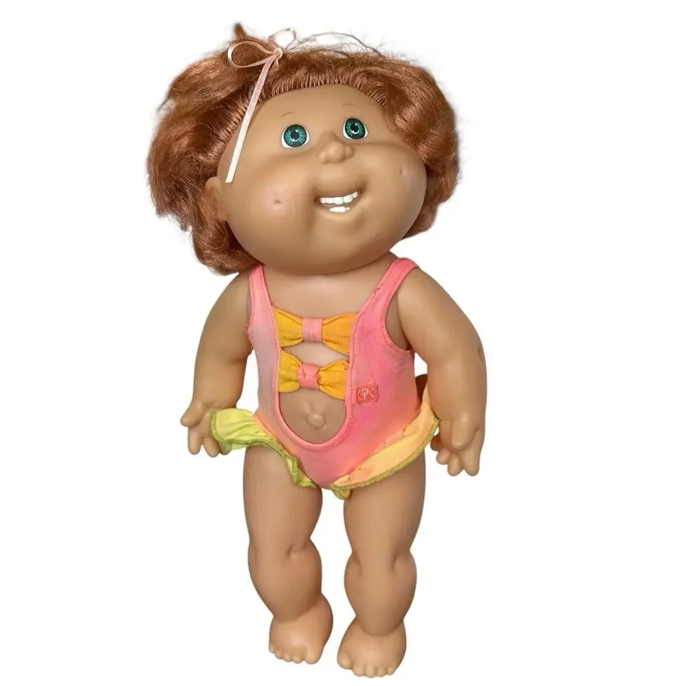 Vtg 1991 Cabbage Patch Kids Doll Splash N‎ Tan Red Hair Teeth w/Swimsuit 14